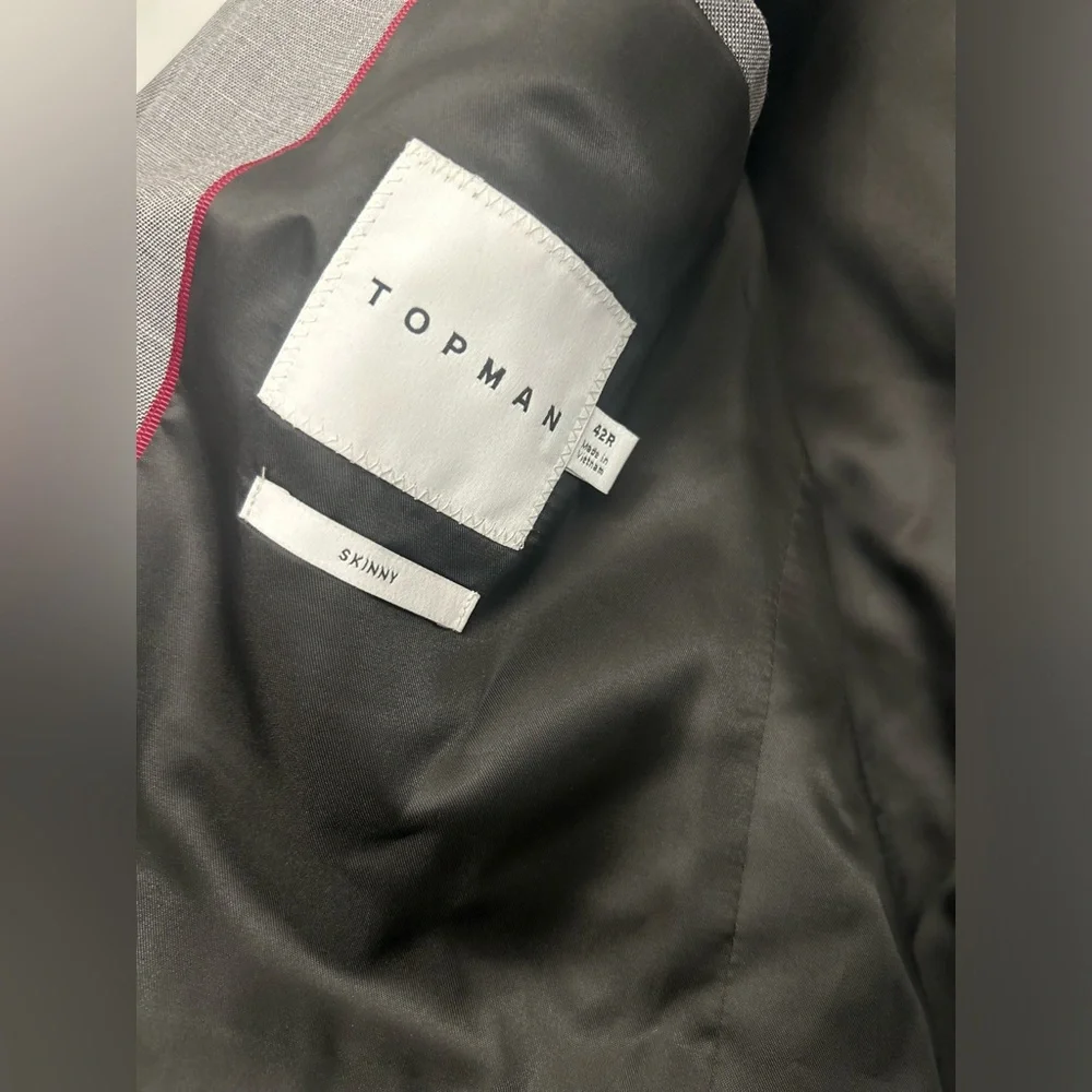 NWT ASOS Topman stretch skinny suit jacket 42R gray - Picture 3 of 6